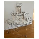 Antique Victorian Style Bent Wire Three Tiered Plant Stand