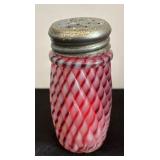 Three Antique Pink Vintage Salt and Pepper Glass Salt and Pepper Shakers