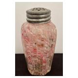 Three Antique Pink Vintage Salt and Pepper Glass Salt and Pepper Shakers