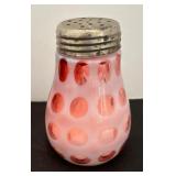 Three Antique Pink Vintage Salt and Pepper Glass Salt and Pepper Shakers