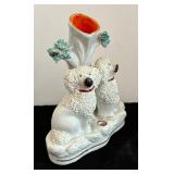 Vintage White Staffordshire Dog Motif Vase