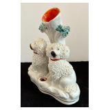 Vintage White Staffordshire Dog Motif Vase