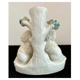 Vintage White Staffordshire Dog Motif Vase