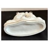 Vintage White Staffordshire Dog Motif Vase