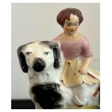 Vintage Staffordshire Girl with Dog Figurine