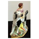 Vintage Staffordshire Girl with Dog Figurine