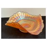 Vintage Iridescent Marigold Carnival Glass Dish