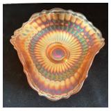 Vintage Iridescent Marigold Carnival Glass Dish