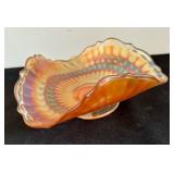 Vintage Iridescent Marigold Carnival Glass Dish