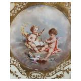 Vintage Limoges Hand Painted Cherub Charger Artist Signed