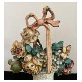 Vintage Floral Cast Iron Floral Design Door Stop