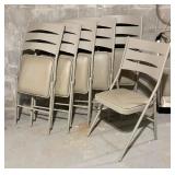 Six Metal Folding Chairs with Padded Seats