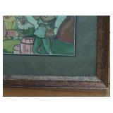 Vintage Framed Folk Art Print