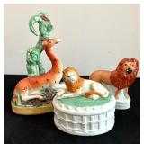 Vintage Animal Motif Figurines and Trinket Dish