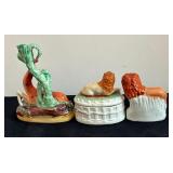 Vintage Animal Motif Figurines and Trinket Dish