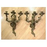 Beautiful Vintage Brass Wall Mount Candle Holders