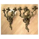 Beautiful Vintage Brass Wall Mount Candle Holders
