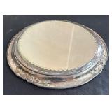 Two Decorative Antique Silver Plate Mirror Plateaus
