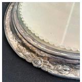 Two Decorative Antique Silver Plate Mirror Plateaus