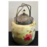Antique Hand Painted Biscuit Jar