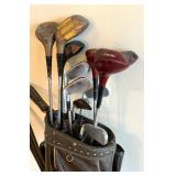 Vintage Golf Bag with Clubs
