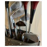 Vintage Golf Bag with Clubs
