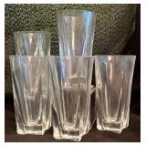 Lovely Clear Glasses / 5 Tall Glasses & 11 Lowballs with Square Bottoms