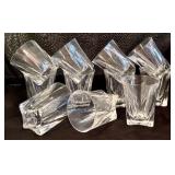 Lovely Clear Glasses / 5 Tall Glasses & 11 Lowballs with Square Bottoms