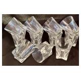 Lovely Clear Glasses / 5 Tall Glasses & 11 Lowballs with Square Bottoms