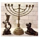 Beautiful Vintage Brass Angles and Lovely Menorah