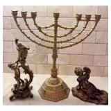 Beautiful Vintage Brass Angles and Lovely Menorah