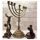 Beautiful Vintage Brass Angles and Lovely Menorah