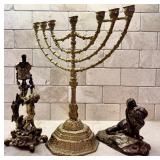 Beautiful Vintage Brass Angles and Lovely Menorah