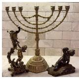 Beautiful Vintage Brass Angles and Lovely Menorah
