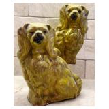 Two Staffordshire Dog Porcelain Honey Glazed Figurines