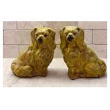 Two Staffordshire Dog Porcelain Honey Glazed Figurines