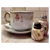 Porcelain Bowl and Saucer by Mellor & Co, Lovely Salt and Pepper Shakers