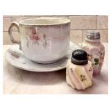 Porcelain Bowl and Saucer by Mellor & Co, Lovely Salt and Pepper Shakers