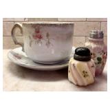 Porcelain Bowl and Saucer by Mellor & Co, Lovely Salt and Pepper Shakers