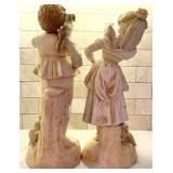 RW Rudolstad Vintage Porcelain Figurines / Boy & Dog and Girl & Cat