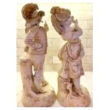 RW Rudolstad Vintage Porcelain Figurines / Boy & Dog and Girl & Cat