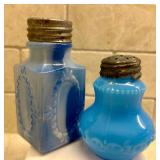 Variety of Vintage Glass Salt and Pepper Shakers in Beautiful Hues of Blue