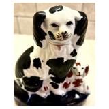 Vintage Staffordshire Blue Eyed Spaniel with Puppy