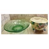 Antique R.S. Prussia Footed Bowl, Candy Bowl, Nut Dish, Serving Bowl and Stunning Vintage Green Glass Dish