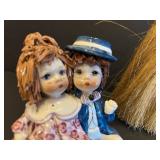 Variety of Vintage Figurines Including Zampiva Double Figure Spaghetti Hair Doll Figurine, Royal Worcester Porcelain Figurine Months of the Year May by Freda Doughty and More!