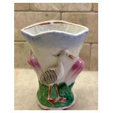 Pretty Vintage Pottery Vase and Birds in Nest Trinket Dish