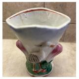 Pretty Vintage Pottery Vase and Birds in Nest Trinket Dish