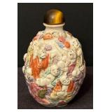 Vintage Chinese Famille Rose Immortals Snuff Bottle