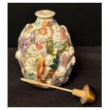 Vintage Chinese Famille Rose Immortals Snuff Bottle