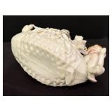 Vintage Trinket Boxes Cherub Figurine Dish and Petite Mirror